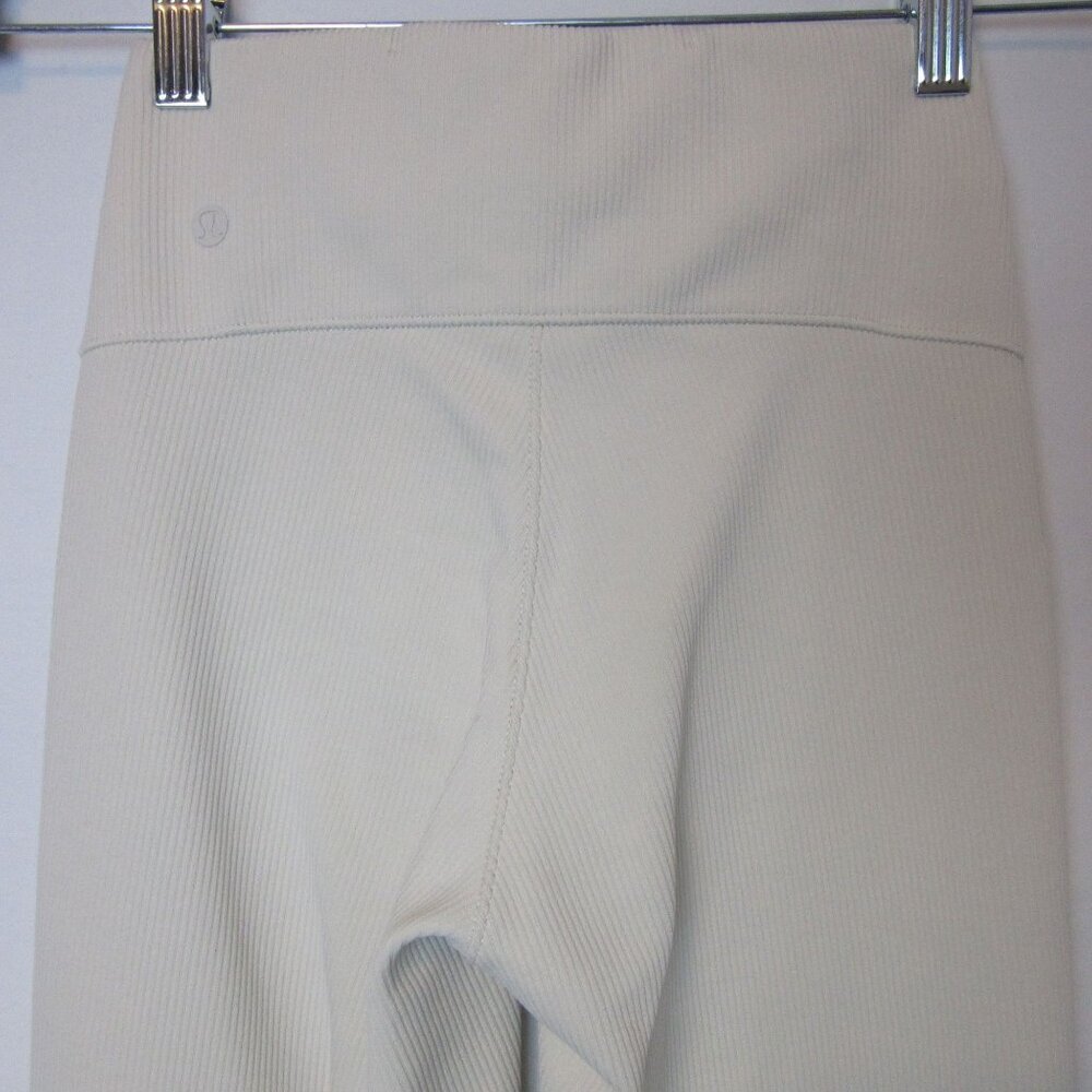 Lululemon Pants Brushed Softstreme Ribbed Zip Flared Bone White Gym Women's 0 - Picture 7 of 8